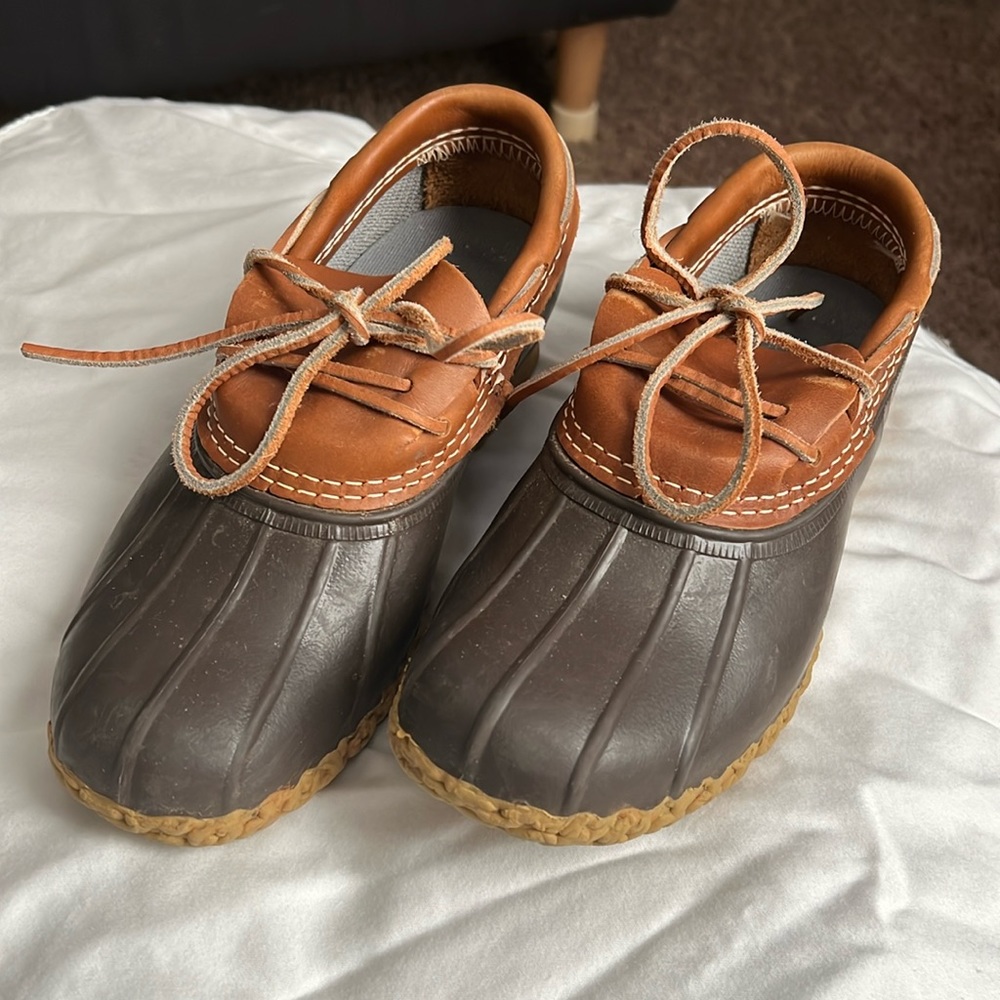 L.L. Bean Brown and Tan Rain Ankle Boots Size 8